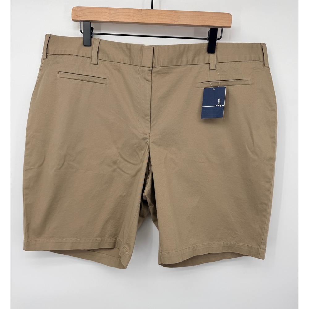 Lands End Chino Shorts Women 18W Khaki NEW Fit 2 Natural Waist Cotton Stretch